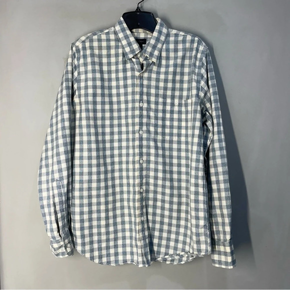 J Crew Slim Fit Casual Button  Down Plaid Shirt Men Size Small, White/Blue - Picture 1 of 6
